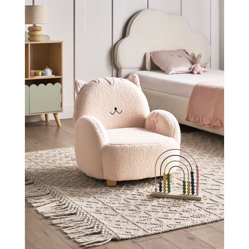Fauteuil Pour Enfants Chat Zoar Bouclé Blanc Cassé