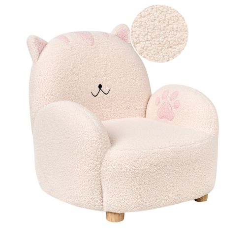 Fauteuil Pour Enfants Chat Zoar Bouclé Blanc Cassé