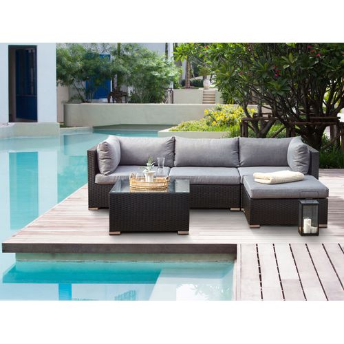 Ensemble De Canapés D'angle De Jardin 4 Places Sano Côté Gauche Noir