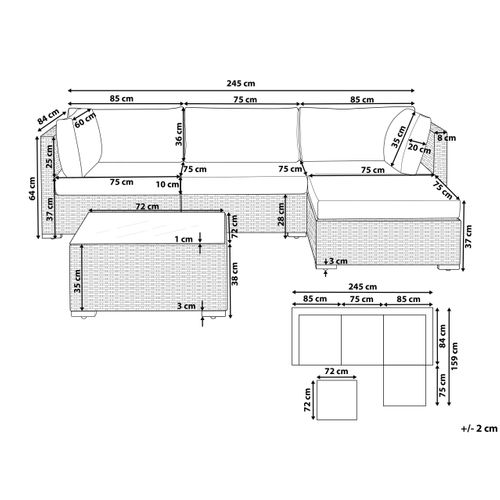 Ensemble De Canapés D'angle De Jardin 4 Places Sano Côté Gauche Noir