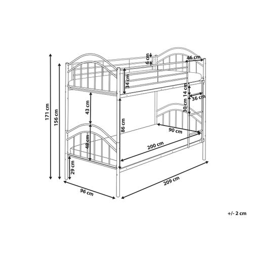 Lit Superposé Métal Chartres 90 X 200 Cm Blanc