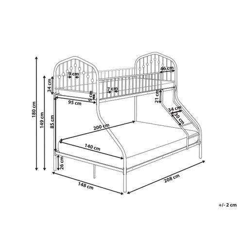 Lit Superposé Métal Chamonix 90/140 X 200 Cm Noir