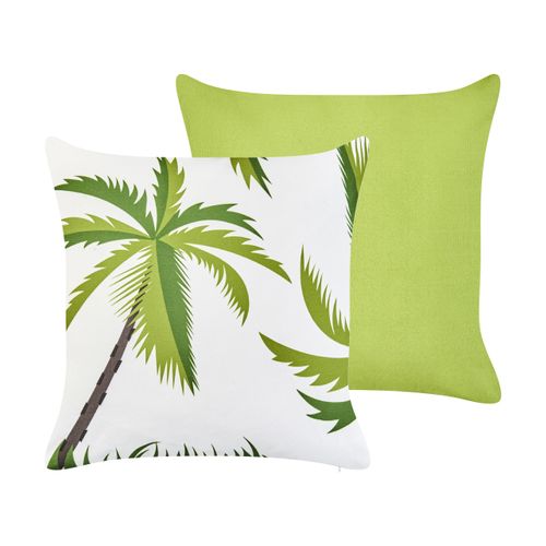 Lot De 2 Coussins D'extérieur Seaside Motif De Plante 45 X 45 Cm Vert