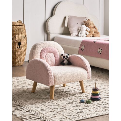 Fauteuil Pour Enfants Arc-en-ciel Ombo Bouclé Rose Pastel