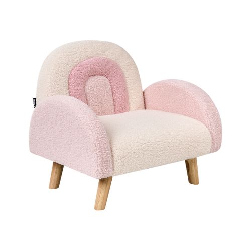 Fauteuil Pour Enfants Arc-en-ciel Ombo Bouclé Rose Pastel