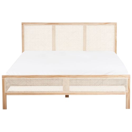 Lit Avec Sommier Bois De Pin Salernas 160 X 200 Cm Marron Clair