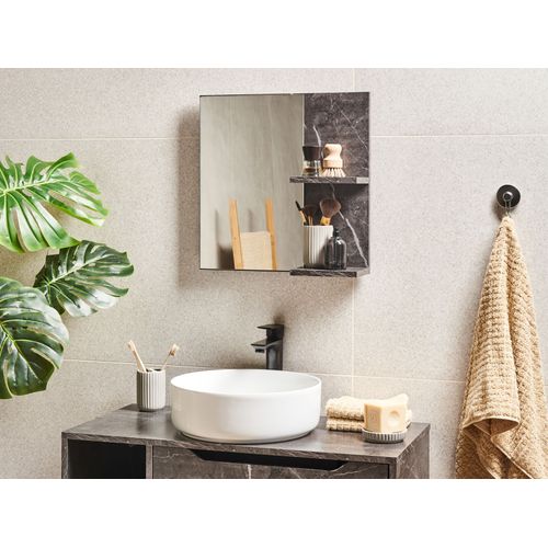Miroir Mural Avec Étagère Pelotas 45 Cm 45 Cm Marbre/noir