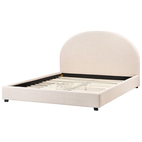 Lit Avec Sommier Tissu Vaucluse 160 X 200 Cm Beige Clair