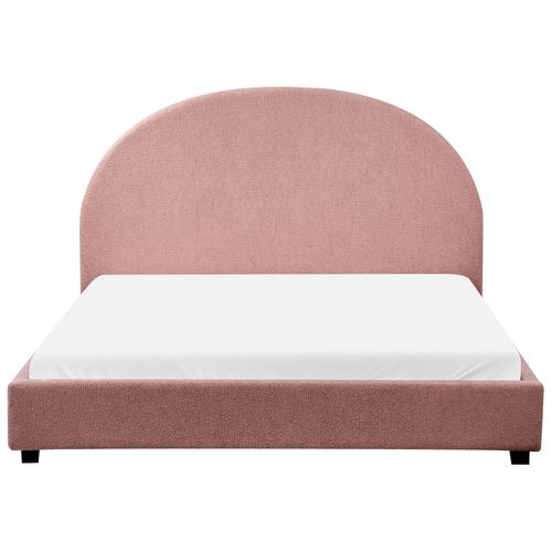 Lit Avec Sommier Bouclé Vaucluse 140 X 200 Cm Rose Pastel