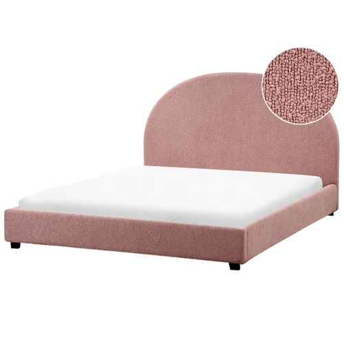 Lit Avec Sommier Bouclé Vaucluse 140 X 200 Cm Rose Pastel