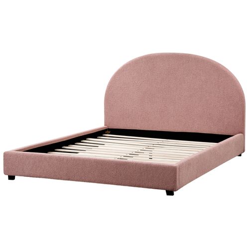 Lit Avec Sommier Bouclé Vaucluse 140 X 200 Cm Rose Pastel