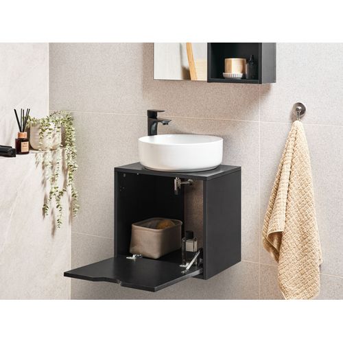Meuble Lavabo Mural Suzano 45 Cm Noir