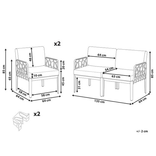 Ensemble De Canapés De Jardin 4 Places Eriche Gris Foncé