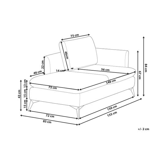 Chaise Longue Côté Droit Sievoz Tissu Beige Clair