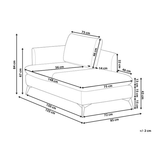 Chaise Longue Côté Gauche Sievoz Tissu Beige Clair