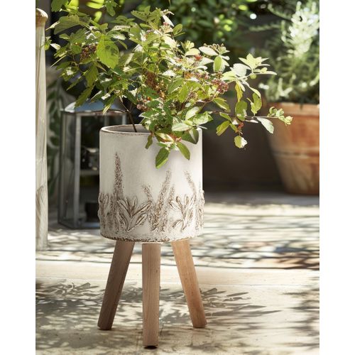 Cache-pot Sur Pied Preweza 23 Cm Blanc Cassé