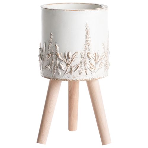 Cache-pot Sur Pied Preweza 23 Cm Blanc Cassé