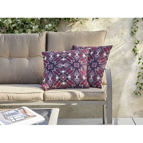 Lot De 2 Coussins D'extérieur Mirage Motif Oriental 45 X 45 Cm Pourpre