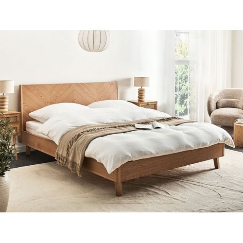 Lit Avec Sommier Wizernes 160 X 200 Cm Chêne Clair