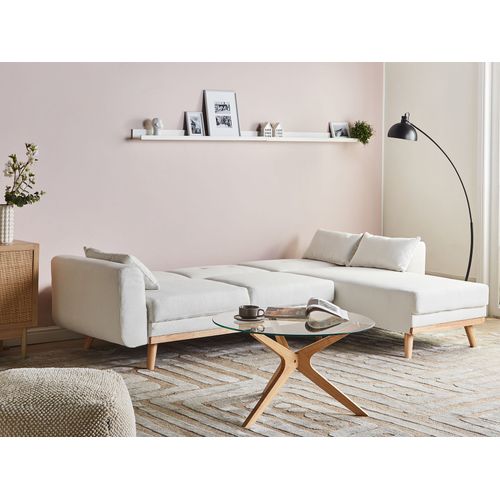 Canapé-lit D'angle 3 Places Kaarina Tissu Blanc Côté Gauche
