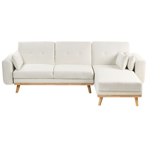 Canapé-lit D'angle 3 Places Kaarina Tissu Blanc Côté Gauche