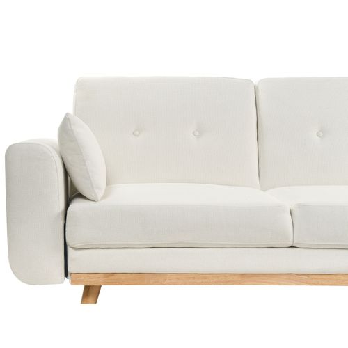 Canapé-lit D'angle 3 Places Kaarina Tissu Blanc Côté Gauche