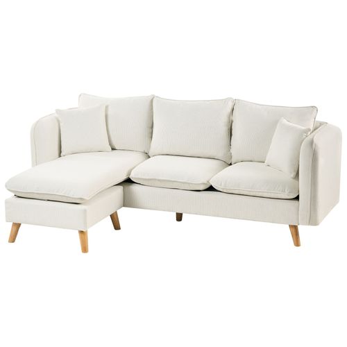 Canapé 3 Places Dalvik Tissu Blanc Avec Ottoman