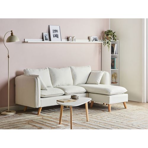 Canapé 3 Places Dalvik Tissu Blanc Avec Ottoman