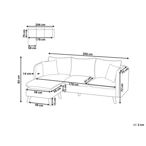 Canapé 3 Places Dalvik Tissu Blanc Avec Ottoman