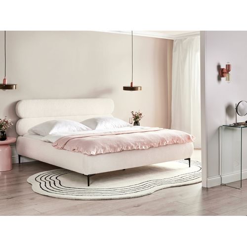 Lit Avec Sommier Bouclé Lessay 180 X 200 Cm Blanc Cassé