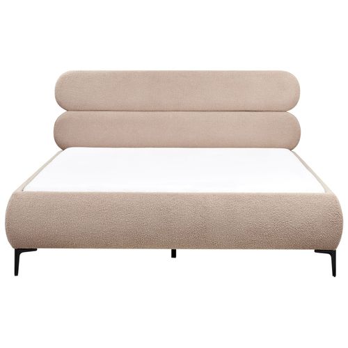 Lit Avec Sommier Bouclé Lessay 180 X 200 Cm Taupe