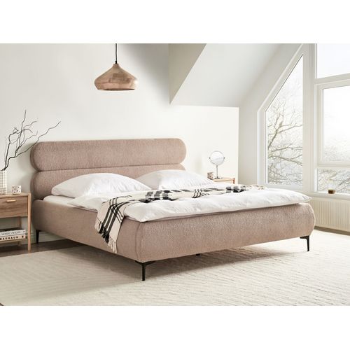 Lit Avec Sommier Bouclé Lessay 180 X 200 Cm Taupe