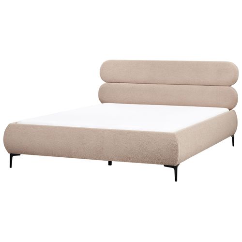 Lit Avec Sommier Bouclé Lessay 180 X 200 Cm Taupe
