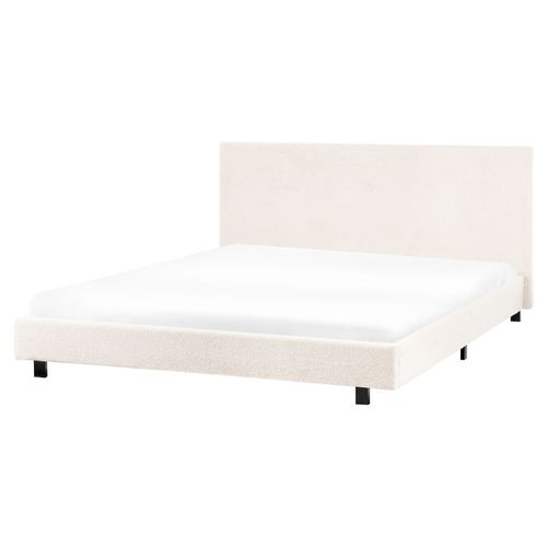 Lit Avec Sommier Bouclé Albi 160 X 200 Cm Blanc Cassé