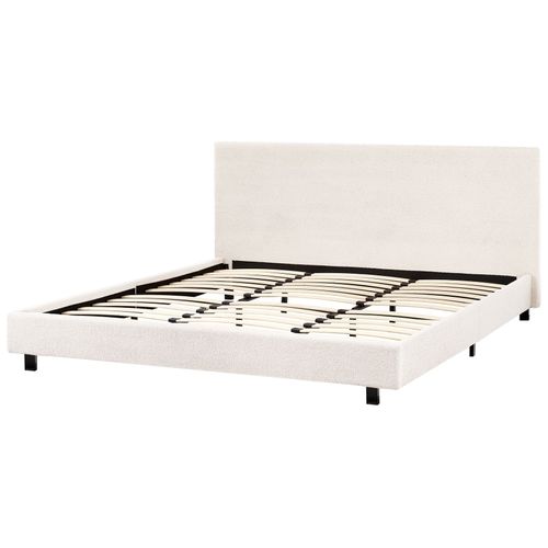 Lit Avec Sommier Bouclé Albi 180 X 200 Cm Blanc Cassé
