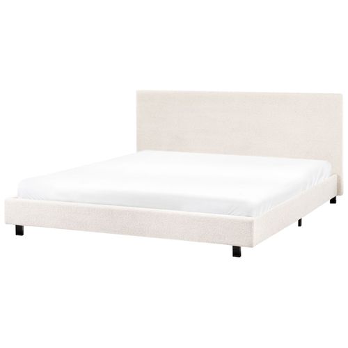 Lit Avec Sommier Bouclé Albi 180 X 200 Cm Blanc Cassé