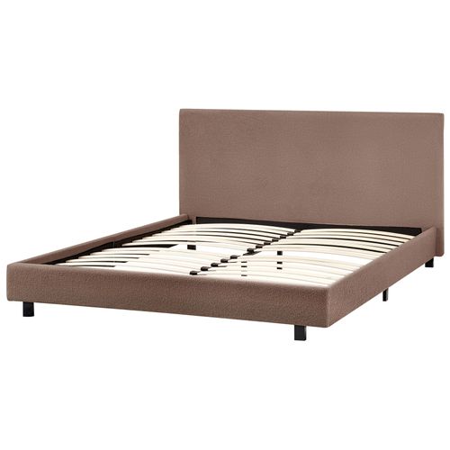 Lit Avec Sommier Bouclé Albi 140 X 200 Cm Marron