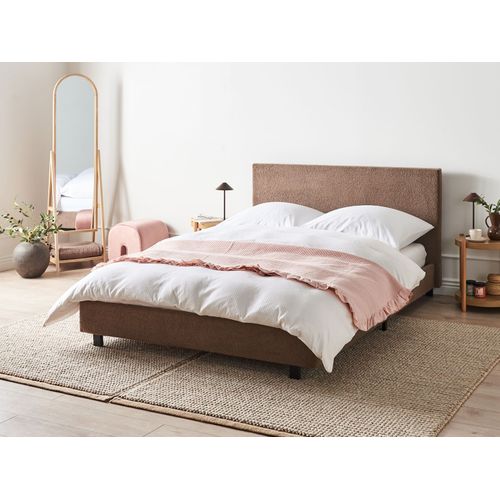 Lit Avec Sommier Bouclé Albi 140 X 200 Cm Marron