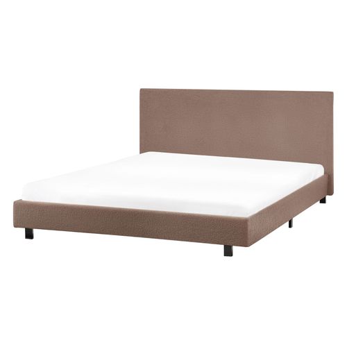 Lit Avec Sommier Bouclé Albi 140 X 200 Cm Marron