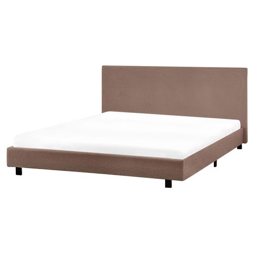 Lit Avec Sommier Bouclé Albi 160 X 200 Cm Marron
