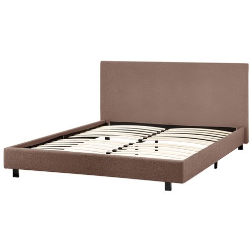 Lit Avec Sommier Bouclé Albi 180 X 200 Cm Marron