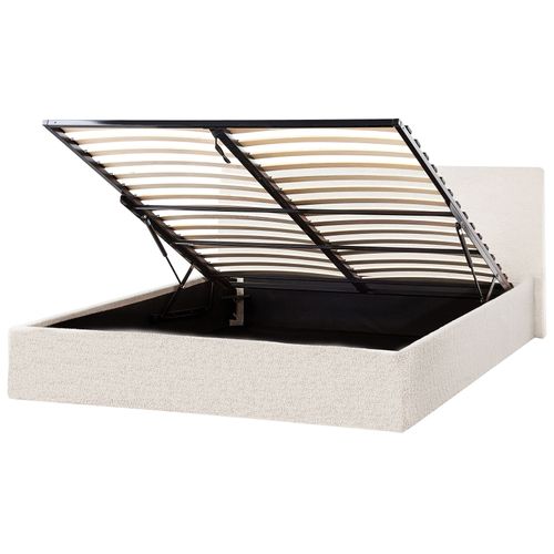 Lit Ottoman Bouclé Orbey 140 X 200 Cm Blanc Cassé