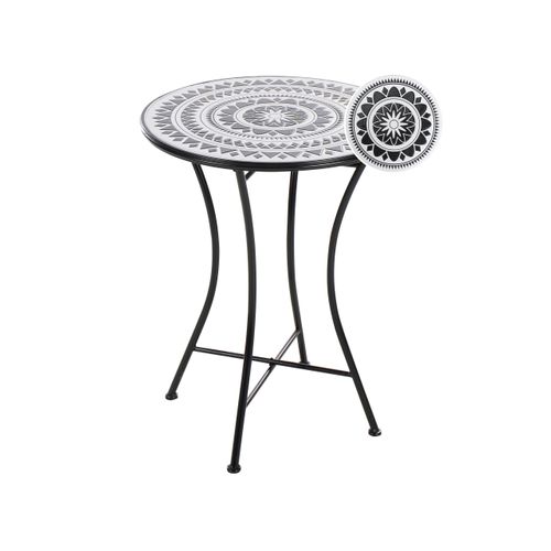 Table Bistrot Comiso 60 Cm 60 Cm Métal Noir/blanc