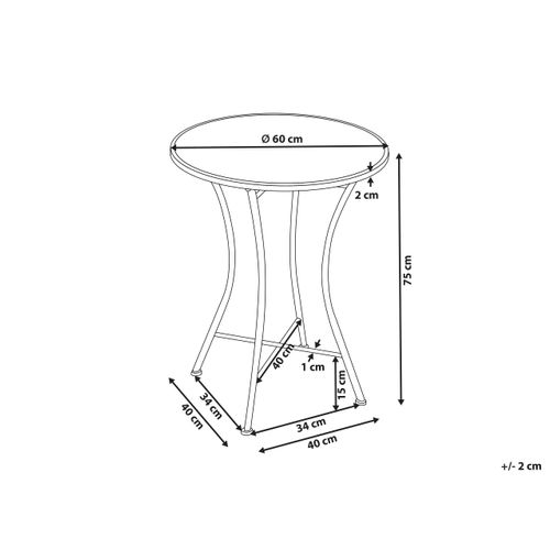 Table Bistrot Comiso 60 Cm 60 Cm Métal Noir/blanc