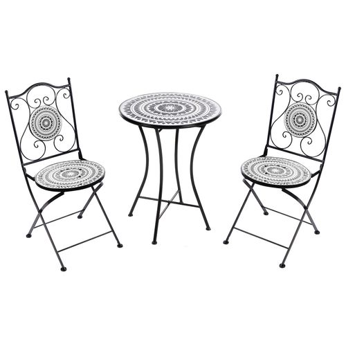 Ensemble Pour Bistro Pliant Comiso Métal Noir/blanc