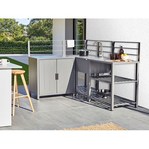 Cuisine D'extérieur 4 Pièces Avec Évier Viggiano Métal Gris