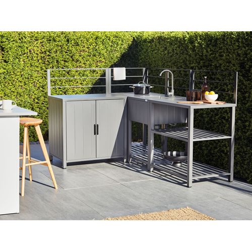 Cuisine D'extérieur 4 Pièces Avec Évier Viggiano Métal Gris