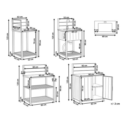 Cuisine D'extérieur 4 Pièces Avec Évier Viggiano Métal Gris