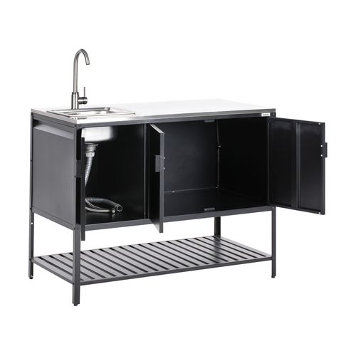 Meuble De Cuisine D'extérieur Avec Évier Maenza Métal Noir