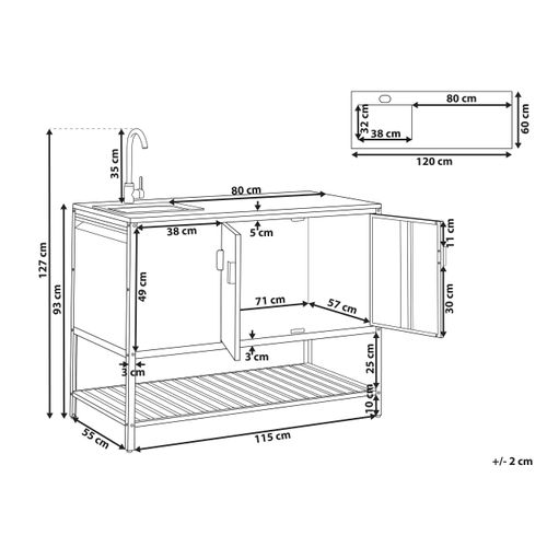 Meuble De Cuisine D'extérieur Avec Évier Maenza Métal Noir